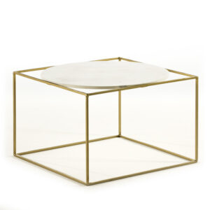 Mesa Auxiliar 60x60x40 Metal Dorado/Mármol Blanco