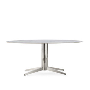 Mesa Comedor 180x90x75 Porcelánico/Acero Inoxidable -- Blanco