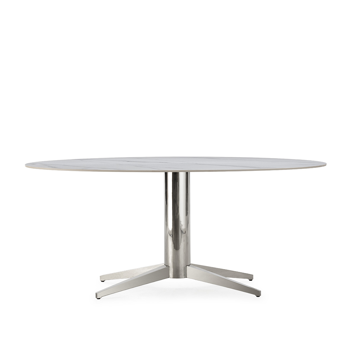 Mesa Comedor 180x90x75 Porcelánico/Acero Inoxidable -- Blanco
