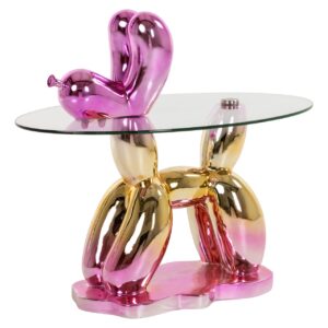 Mesa auxiliar Usha con cristal rosa