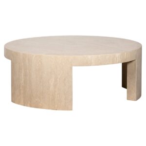 Mesa de café redonda Biltmore de travertino (Beige)