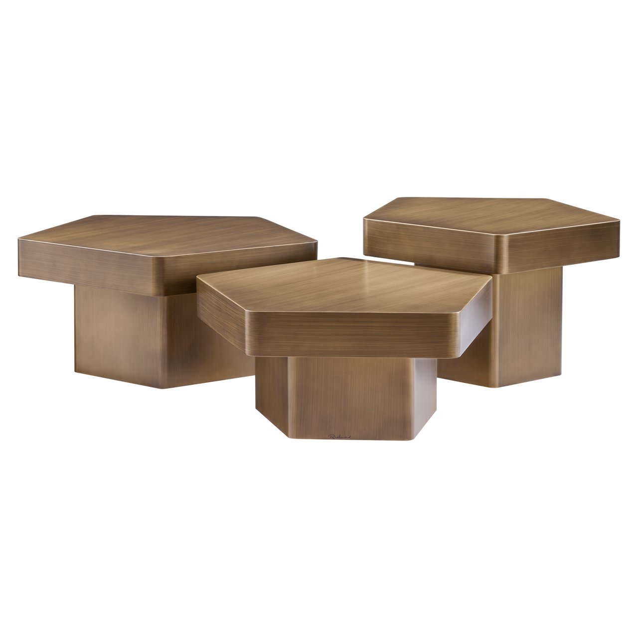 Mesa de café Hexa set de 3 (Oro cepillado)