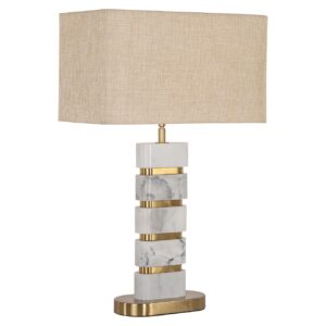 Lámpara de mesa Lenore con pantalla dorada