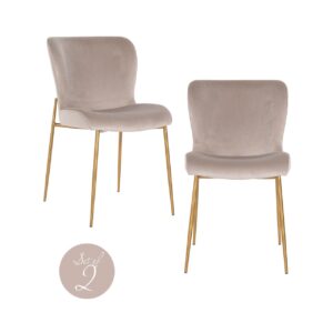 Silla de comedor Odessa terciopelo caqui ignífuga