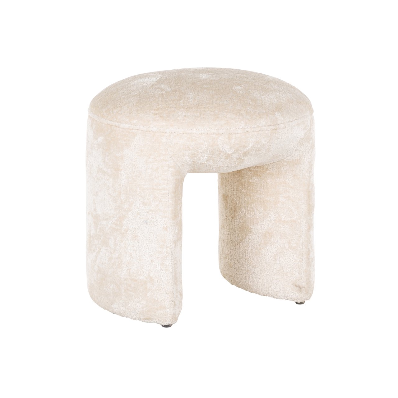 Pouffe y reposapiés Fargo chenilla blanca