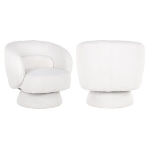 Sillón giratorio Senna tapizado en pelo blanco
