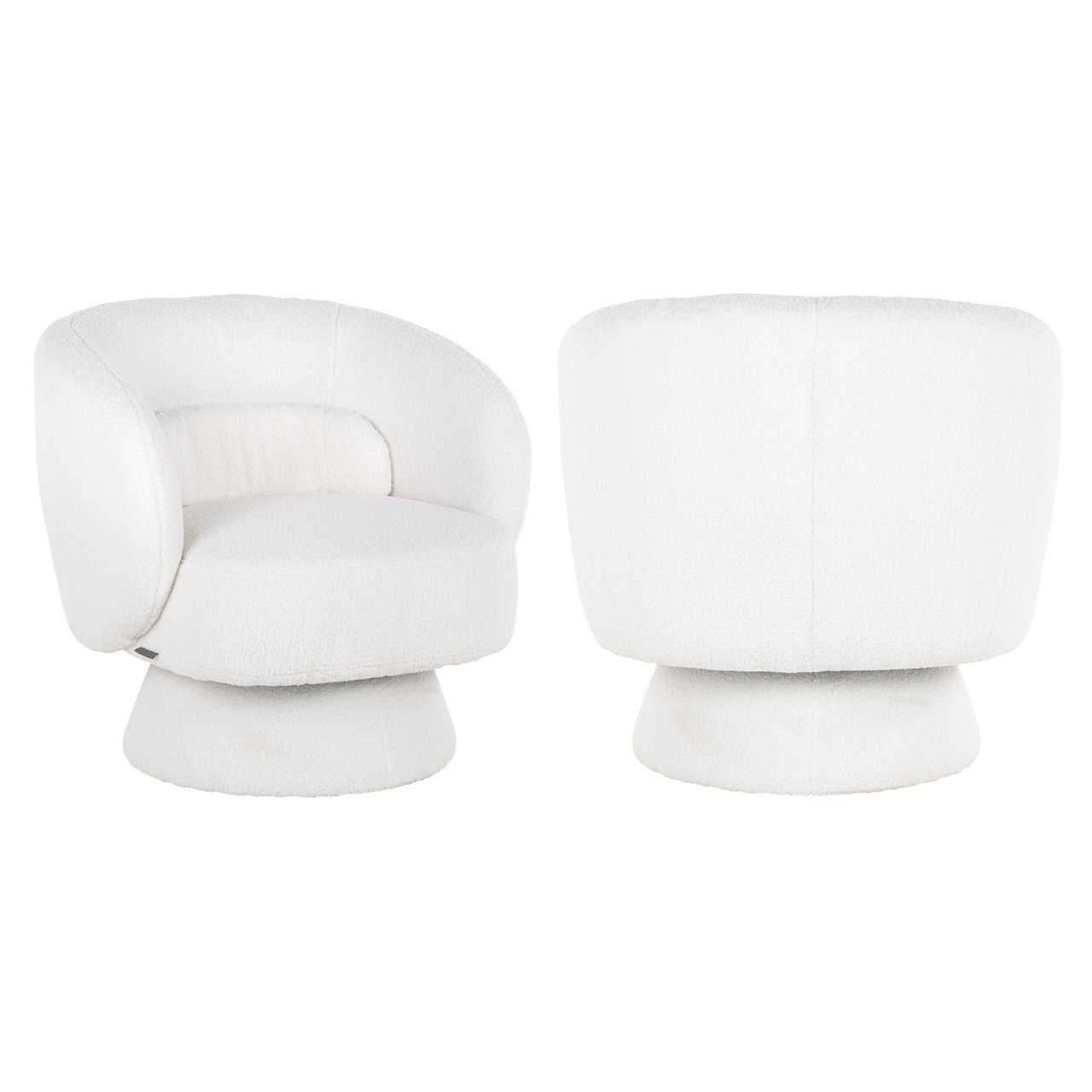 Sillón giratorio Senna tapizado en pelo blanco