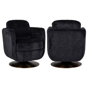 Lounge chair Turner black chenille swivel Lounge stoel