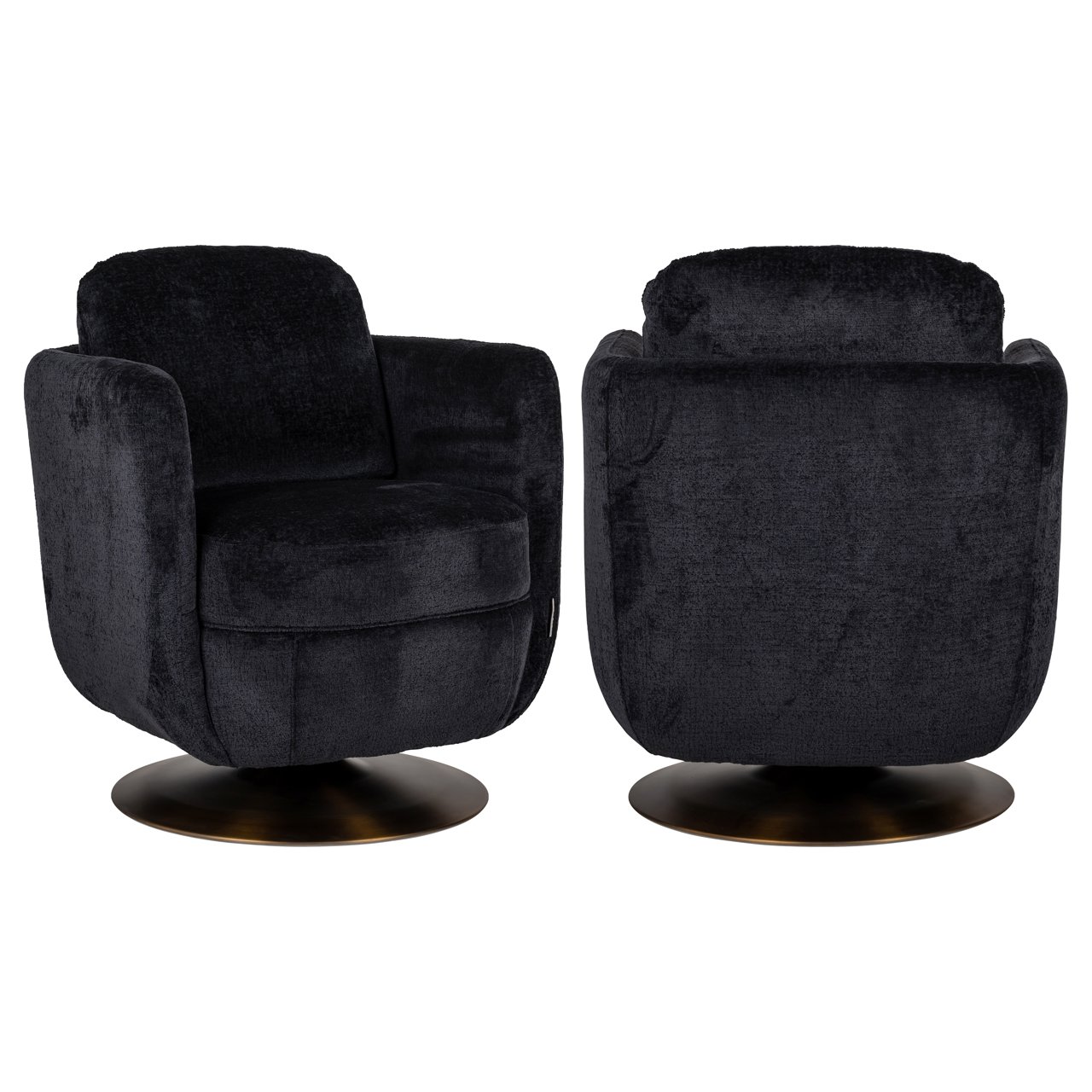 Lounge chair Turner black chenille swivel Lounge stoel