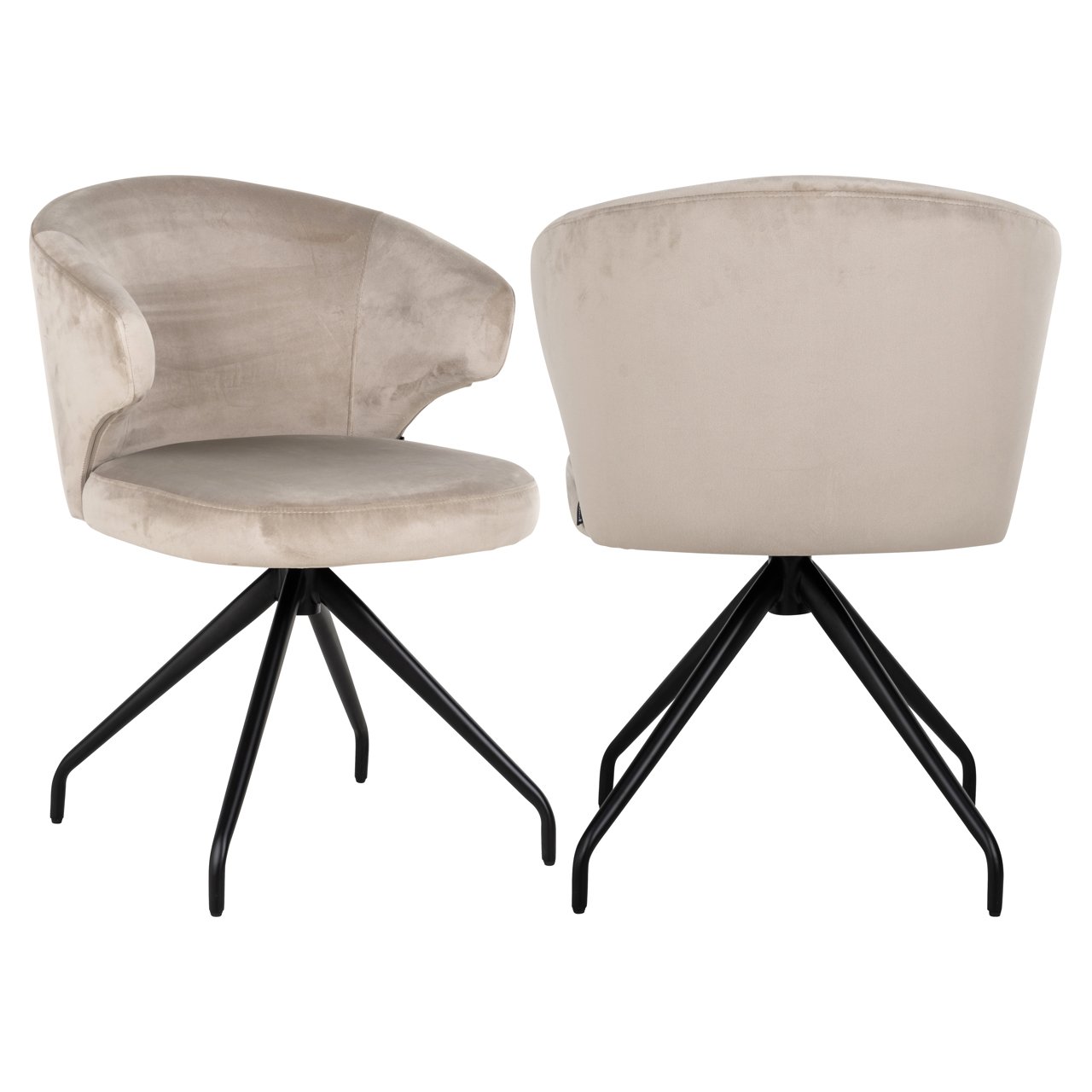 Sillón Milly en terciopelo khaki giratorio