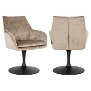 Dining chair Marlon taupe chenille swivel Eetkamerstoel