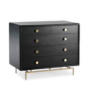 Cómoda 110x55x95 Metal Oro/Madera Negro