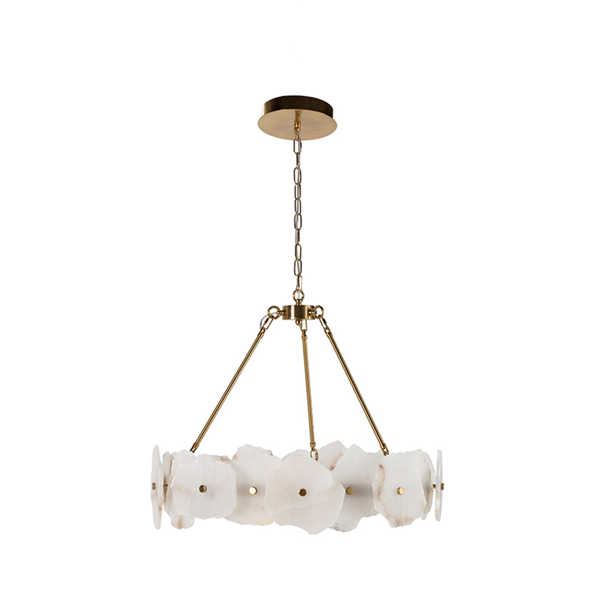 Lámpara de Techo 73x73x25 Alabastro/Metal -- Natural/Dorado