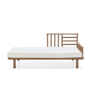 Sofá 170x80x80 Madera de Teca/Tela -- Natural/Blanco