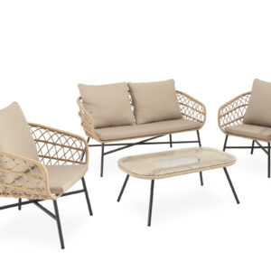 SET PERUGIA SOFA+SILLONES+MESA CENTRO NEGRO