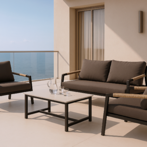 SET MUSCAT SOFA+SILLONES+MESA CENTRO NEGRO