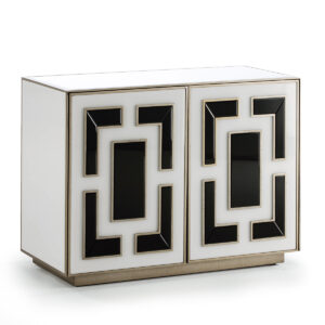 Aparador 98x45x74 Cristal Blanco/Negro