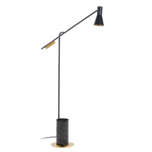 Lámpara de Pié 92x26x160 Mármol/Latón -- Negro/Negro/Bronce