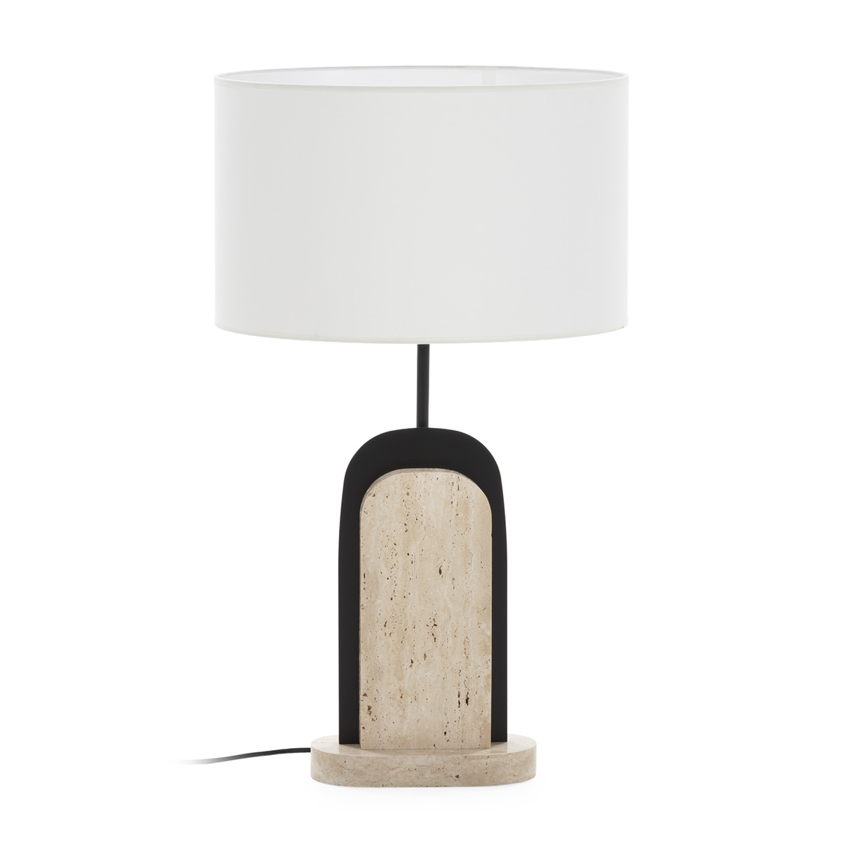 Lámpara de Sobremesa sin pantalla 39x25x63 Mármol/Metal -- Beige/Negro Mate