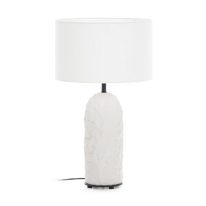 Lámpara de Sobremesa sin pantalla 42x42x72 Piedra Arenisca/Metal -- Blanco/Negro