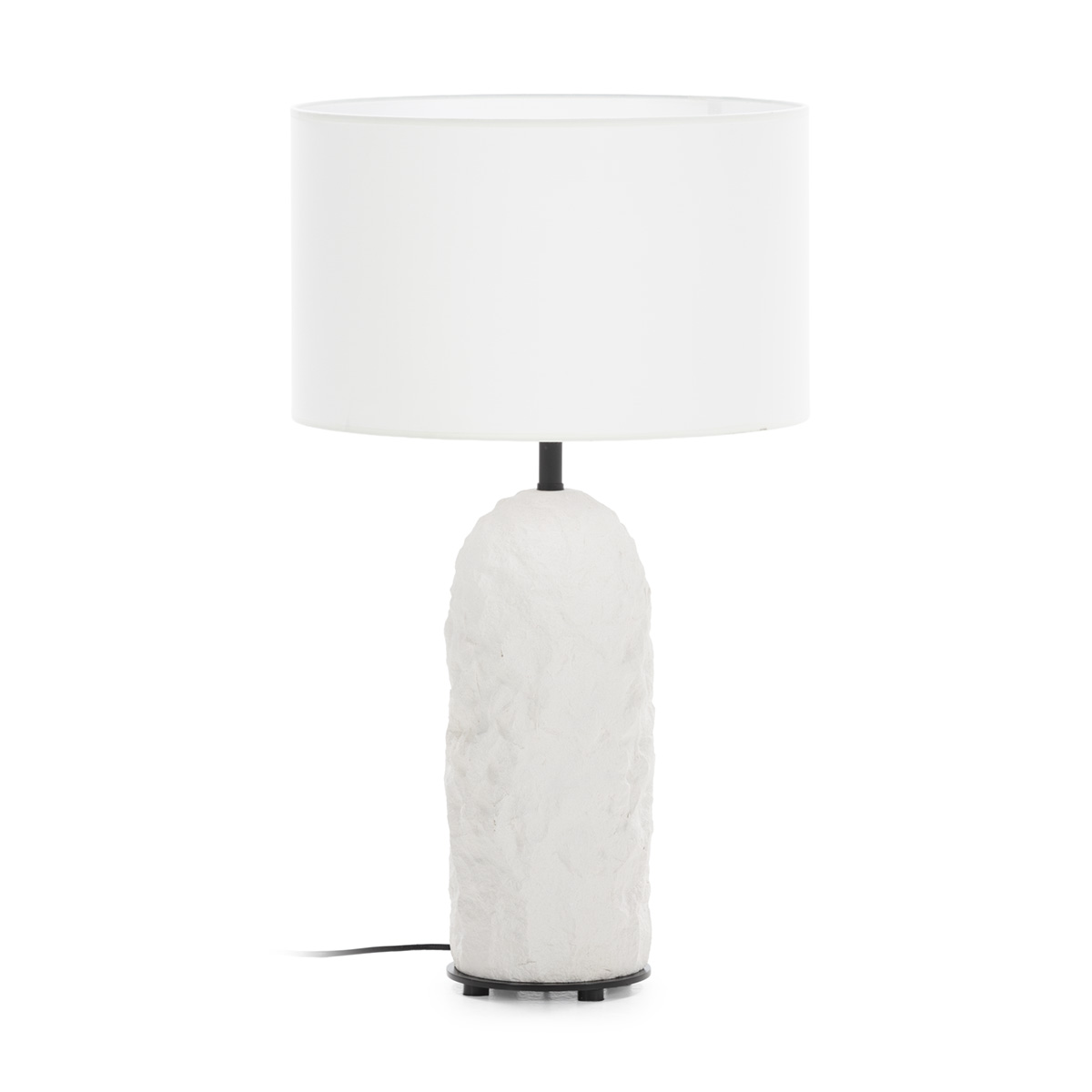 Lámpara de Sobremesa sin pantalla 42x42x72 Piedra Arenisca/Metal -- Blanco/Negro