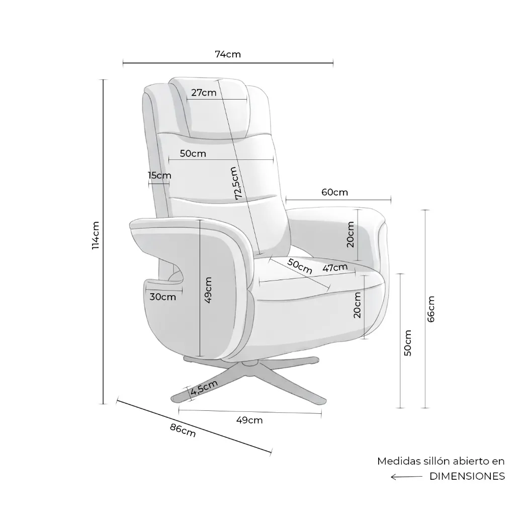 medidas sillón satomi