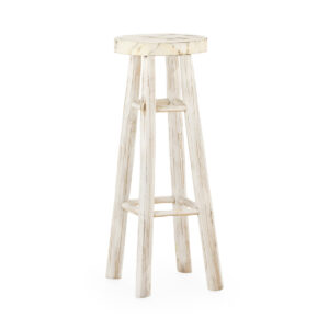 Taburete 40x40x80 Madera de Teca -- Blanco Lavado