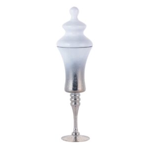 BOMBONERA CRISTAL PLATEADA BLANCO 17x14x61,5 CM