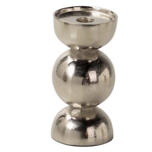 PORTAVELAS ALUMINIO PLATEADO 8x8x17 CM