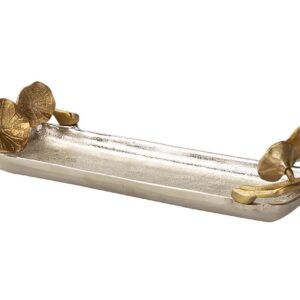 BANDEJA HOJAS ALUMINIO PLATEADO / DORADO 41x18x8CM