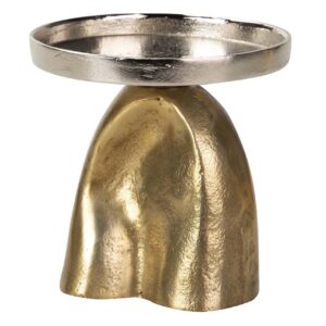 PORTAVELAS ALUMINIO PLATEADO / DORADO 14x14x14 CM