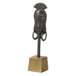 FIGURA CARA ALUMINIO NEGRO / DORADO 11x10x46 CM