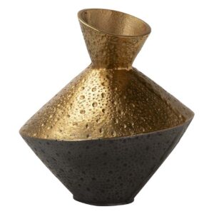 JARRON ALUMINIO NEGRO / DORADO 22x22x23 CM