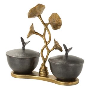 CENTRO DE MESA ALUMINIO NEGRO DORADO 21X11X24 CM