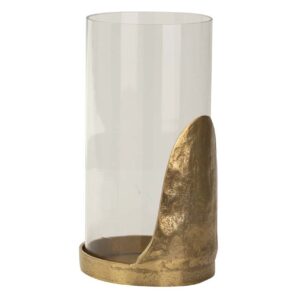 PORTAVELAS ALUMINIO DORADO 17x17x31 CM