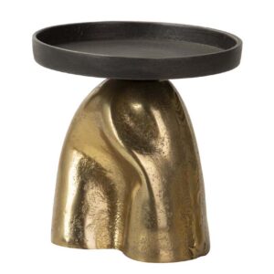 PORTAVELAS ALUMINIO NEGRO / DORADO 14x14x14 CM