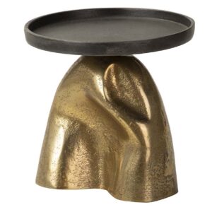 PORTAVELAS ALUMINIO NEGRO / DORADO 16x16x16 CM