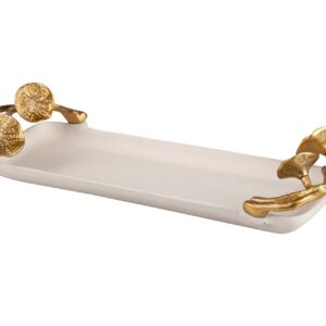 BANDEJA ALUMINIO BLANCO DORADO 41x18x8 CM