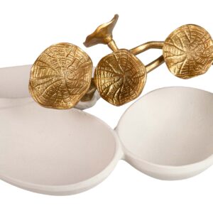 CENTRO DE MESA ALUMINIO BLANCO DORADO 27x21x10 CM