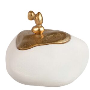 BOMBONERA ALUMINIO BLANCO / DORADO 19x15x17 CM