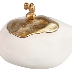 BOMBONERA ALUMINIO BLANCO / DORADO 23x20x19 CM