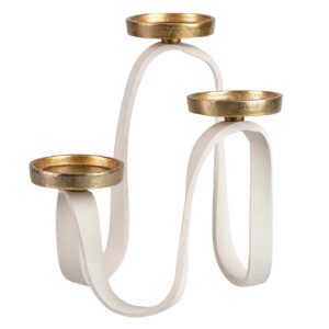 CANDELABRO ALUMINIO BLANCO / DORADO 22x22x27 CM