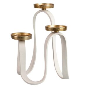 CANDELABRO ALUMINIO BLANCO / DORADO 23x24x31 CM
