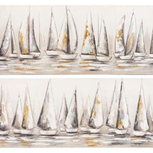SET 2 LIENZOS BARCOS 40% PINTADO MANO 150x3x60 CM