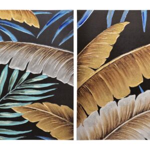 SET 2 LIENZOS HOJAS 40% PINTADO MANO 50x3x70 CM