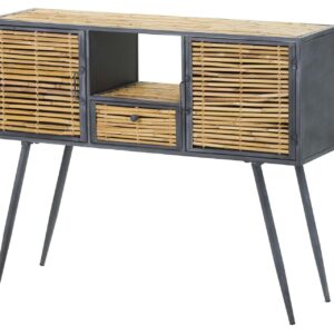 CONSOLA METAL BAMBU AZUL MARRON 100x31x80 CM