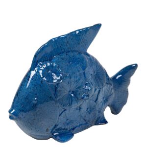 FIGURA PEZ CERAMICA AZUL 30x24x10 CM