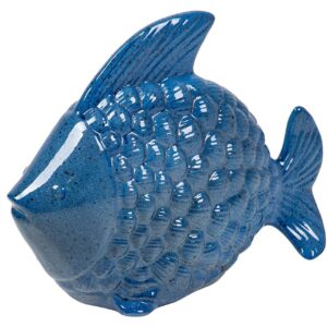 FIGURA PEZ CERAMICA AZUL 34x29x11 CM