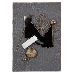 ADORNO PARED METAL GRIS NEGRO 51x7x74 CM