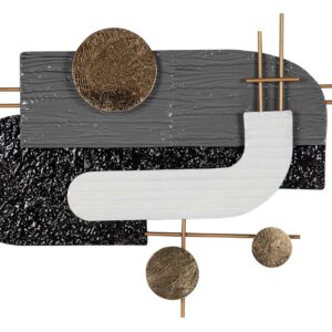 ADORNO PARED METAL NEGRO GRIS 91x5x50 CM
